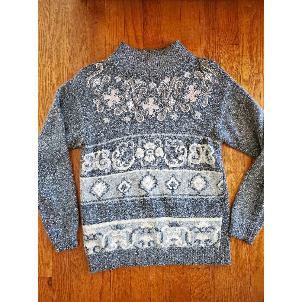vintage petite sophisticate Silk Angora Lambswool Knit Blue Womens Sweater Med